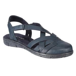 Easy Street Women's Garrett Closed Toe Flat Sandals Navy Size 10